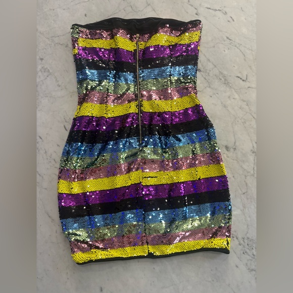 Multicolor Sequin Strapless Midi Dress - Picture 4 of 6